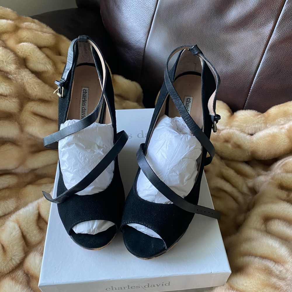 Charles David animal print wedges